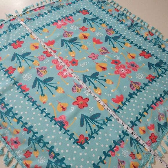 Live Simply Multi Color Floral Polyester Tassel Fringe Scarf - Picture 4 of 10